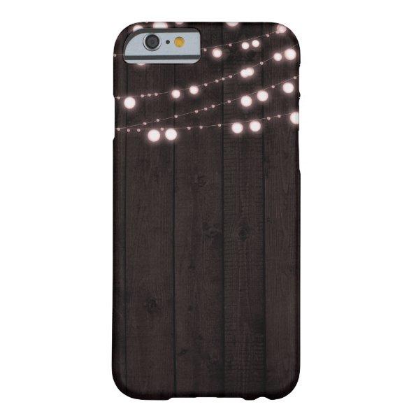 Blush Pink Rustic Wood & Lights Barely There iPhone 6 Case