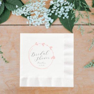 Blush Pink Simple Heart Wreath  Napkins