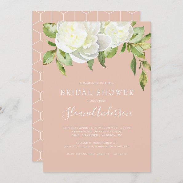 Blush Pink Spring Floral Peony Bridal Shower Invitations