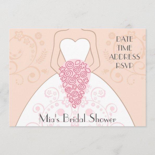 Blush pink traditional elegant bridal shower Invitations