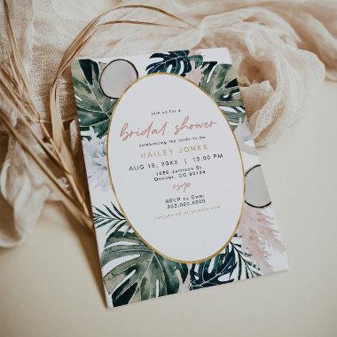 Blush Pink Tropical Palm Pampas Bridal Shower Invi Invitations