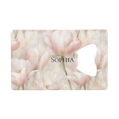 Blush Pink Tulips Floral  Credit  Bottle Opener