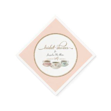Blush Pink Vintage Style Tea Bridal Shower Decor Napkins