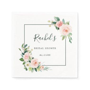 Blush Pink Watercolor Bloom Bridal Shower Napkins