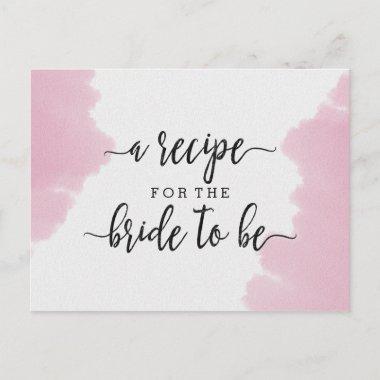 Blush Pink Watercolor Bridal Shower Recipe Invitations