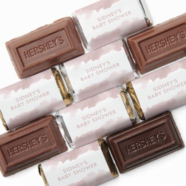 Blush Pink Watercolor Custom Baby Shower Hershey's Miniatures