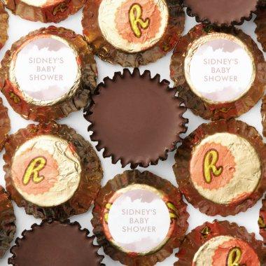 Blush Pink Watercolor Custom Baby Shower Reese's Peanut Butter Cups