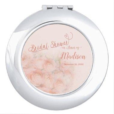 Blush Pink Watercolor Floral Bridal Shower Compact Mirror