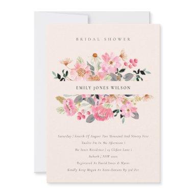 Blush Pink Watercolor Floral  Invite
