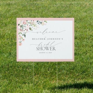 Blush Pink Watercolor Floral  Welcome Sign
