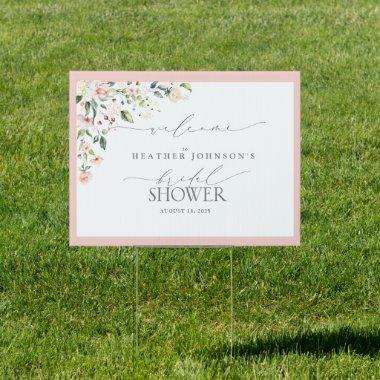 Blush Pink Watercolor Floral Bridal Shower Welcome Sign