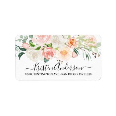 Blush Pink Watercolor Floral Return Address Label