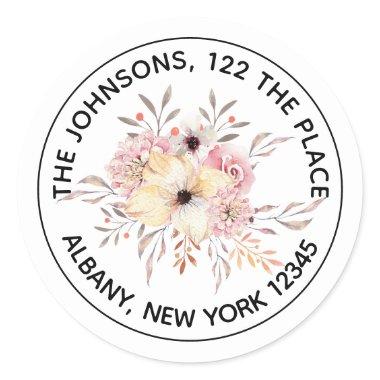Blush Pink Watercolor Floral Return Address Label