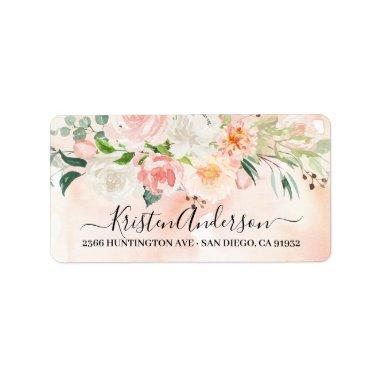 Blush Pink Watercolor Floral Return Address Label