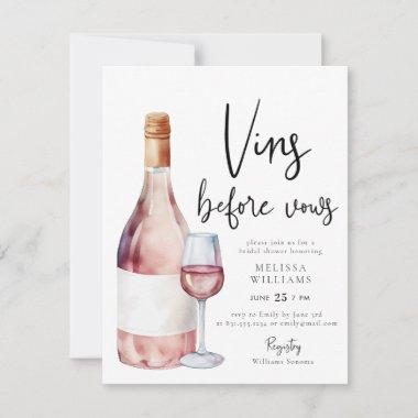 Blush Pink Watercolor French Wine Bridal Shower Invitations