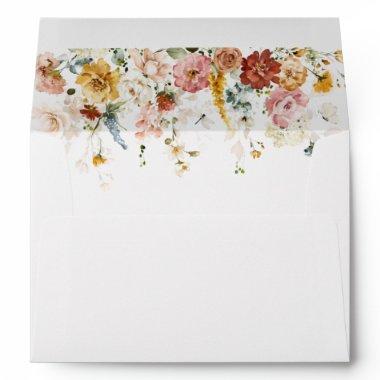 Blush Pink Watercolor Garden Flowers  Envelope