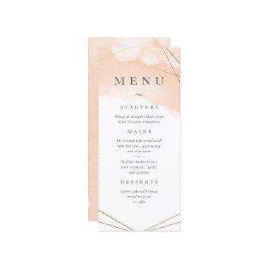 Blush Pink Watercolor & Gold Geometric Frame Menu