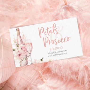 Blush Pink Watercolor Petals and Prosecco Registry Enclosure Invitations