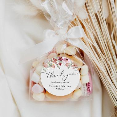 Blush Pink Watercolor Thank You Wedding Favors Classic Round Sticker