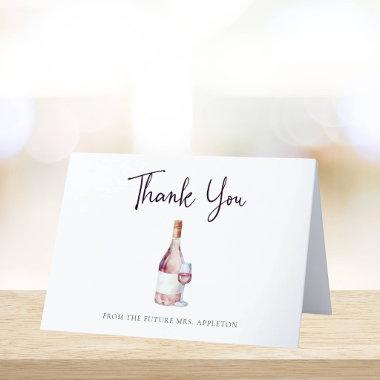 Blush Pink Watercolor Wine Bridal Shower Thank You Invitations