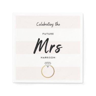 Blush Pink White 3 Stripe Future Mrs  Napkins