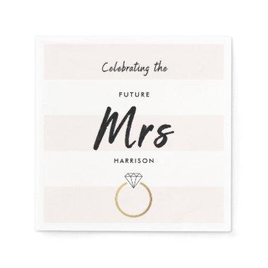 Blush Pink White 3 Stripe Future Mrs Bridal Shower Napkins