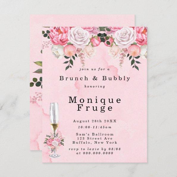 Blush Pink White Colored Peonies Brunch & Bubbly Invitations
