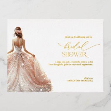 Blush Pink White Glam Gown  Foil Invitation Post