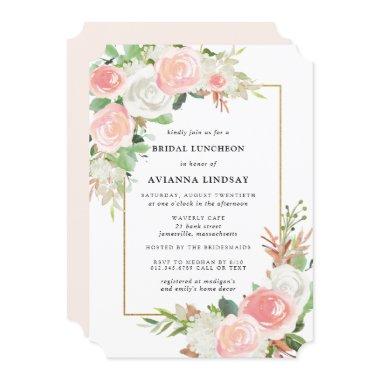 Blush Pink White Rose Floral Bridal Luncheon