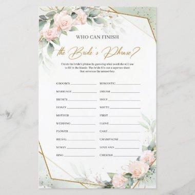 Blush pink Who can finish the Bride's Phrase game