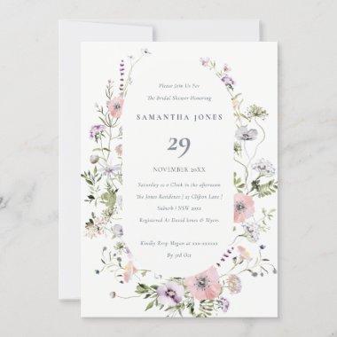 Blush Pink Wildflower Frame Bridal Shower Invite