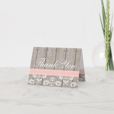 Blush Pink Wood Lace Rustic Thank You
