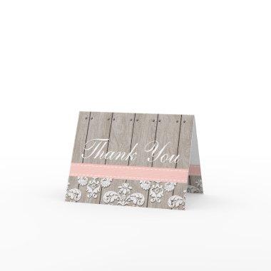 Blush Pink Wood Lace Rustic Thank You