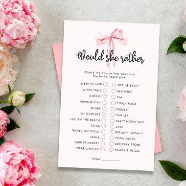 Blush Pink Would She Rather Bridal Shower Game