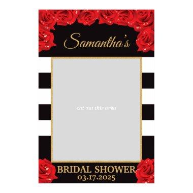 Blush Red Roses and Gold Bridal Shower photo prop Poster