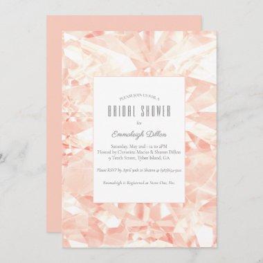 Blush Rose Gemstone Cut Bridal Shower Invitations