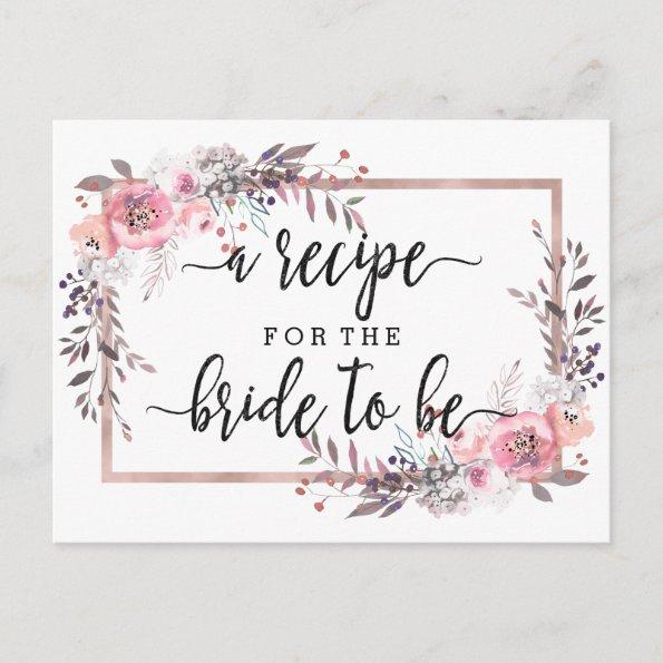 Blush & Rose Gold Framed Bridal Shower Recipe Invitations