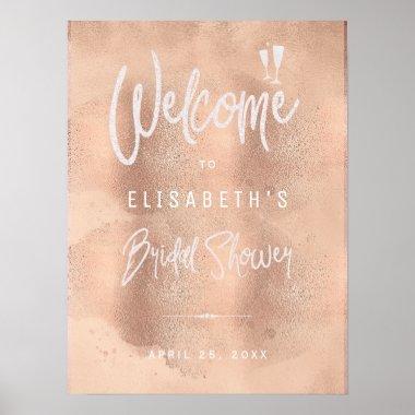 Blush rose gold glitter bridal shower welcome sign