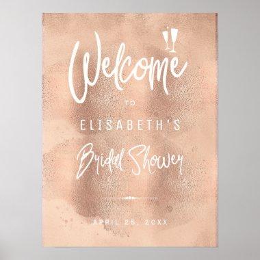 Blush rose gold glitter bridal shower welcome sign