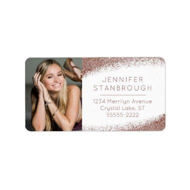 Blush & Rose Gold Photo Large Return Address Label