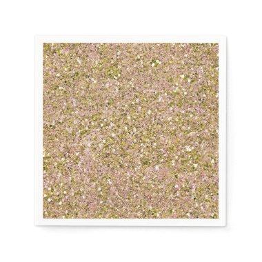 Blush Rose Pink & Gold Glam Glitter Party Sparkle Napkins