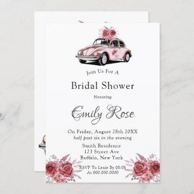 Blush Rose Pink Peony Oleander Bridal Shower Invitations