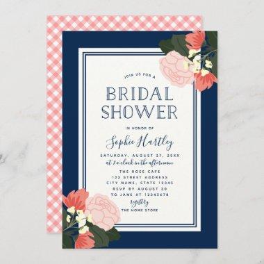 Blush Roses Floral Bridal Shower Invitations