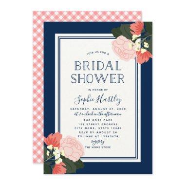 Blush Roses Floral Bridal Shower Invitations