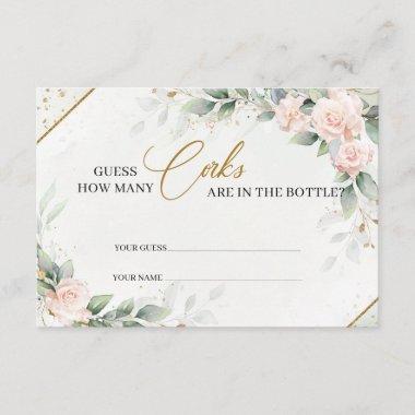 Blush roses guess how many corks are in the bottle enclosure Invitations