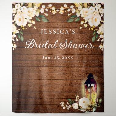 Blush Roses Lantern Wood Bridal Shower Backdrop