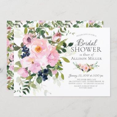 Blush Roses & Peonies Bridal Shower Invitations