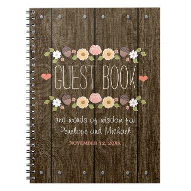 Blush Rustic Wood Fall Wedding Guest Book