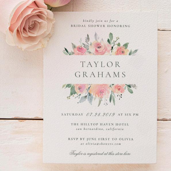 Blush & Sage Watercolor Floral Bridal Shower Invitation PostInvitations
