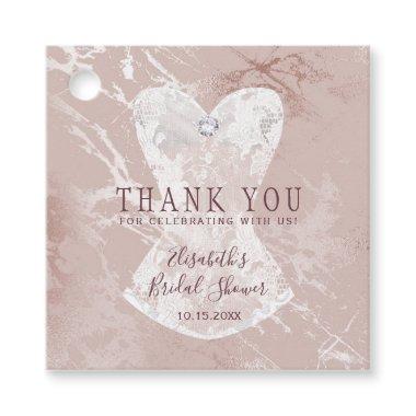 Blush silver marble white corset  favor tags